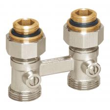 Двойной узел для нижнего подключения радиатора прямой 1/2х3/4 (арт. XF60228)(1/90)