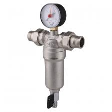 Фильтр с манометром со сгонами Tiemme 3/4, с латунной колбой, промывной